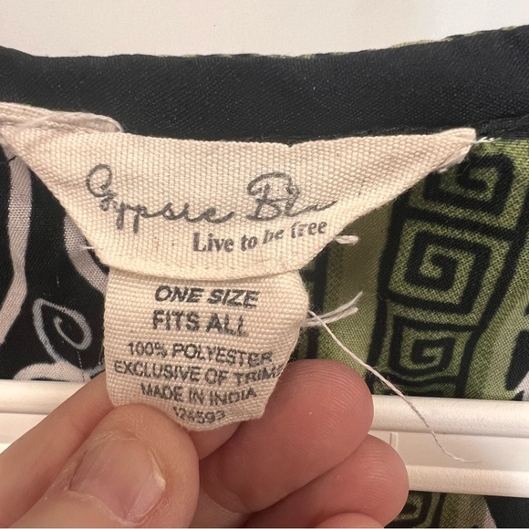 Gypsie Blu Kimono Maxi Dress Caftan Cover Up One Size Fits Most - Picture 9 of 10